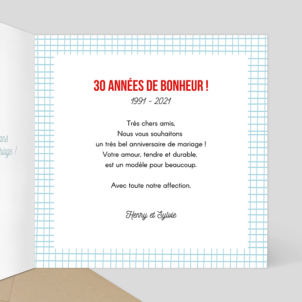 Félicitations Anniversaire de Mariage Cahier d'école Intérieur Droit