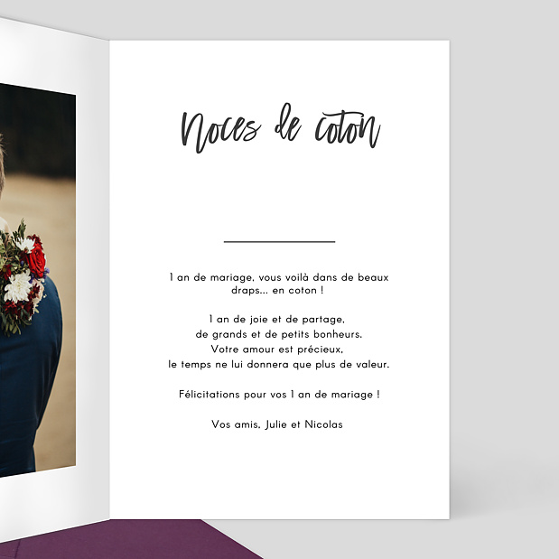 Félicitations Anniversaire de Mariage Jolie Typo Intérieur Droit