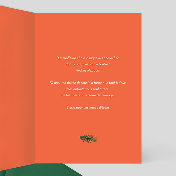 Carte félicitations mariage Fleurs et Feuilles Intérieur Droit