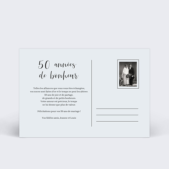 Félicitations Mariage Carte Postale Chic