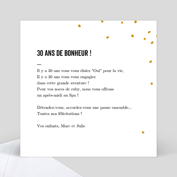 Carte félicitations mariage Poussière d'Etoiles - Bon pour Verso