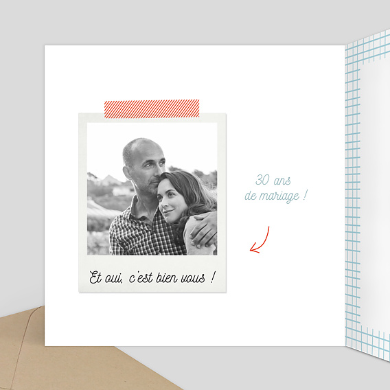 Carte félicitations mariage Cahier d'école Intérieur Gauche