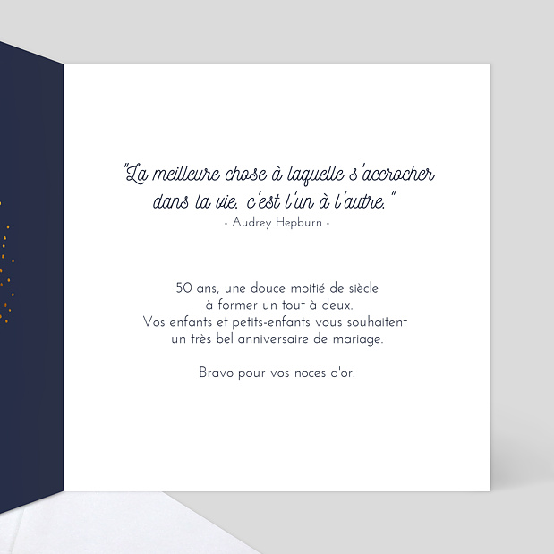 Félicitations Anniversaire de Mariage Bulles Ocre Intérieur Droit