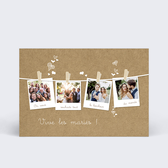 Carte de Félicitations Mariage Corde à Linge