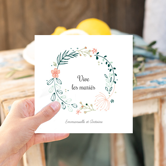 Carte félicitations mariage Couronne de Fleurs Après 4
