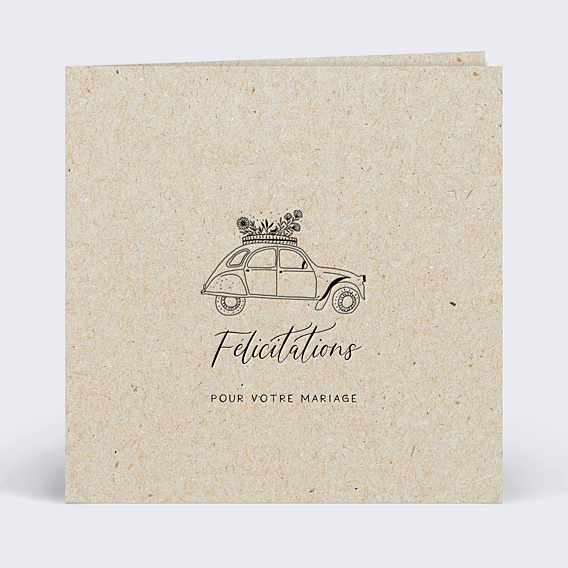 Félicitations Mariage Voiture Vintage