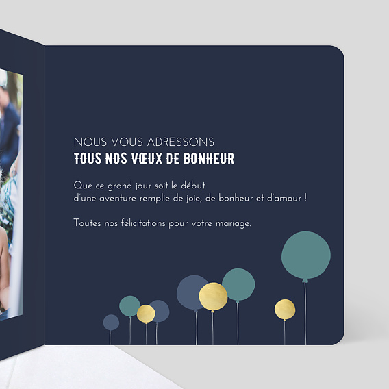 Carte félicitations mariage Balloons Intérieur Droit