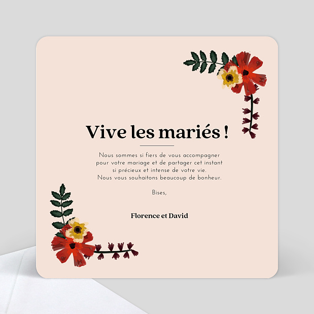 Félicitations Mariage Anémone Photo Verso