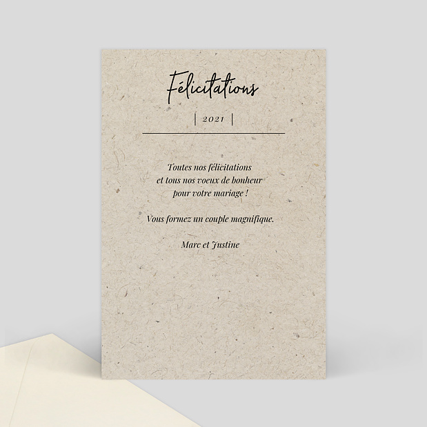 Félicitations Mariage Esprit Chiné Simple Verso