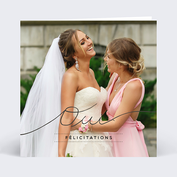 Carte félicitations mariage Lettres Chic Recto