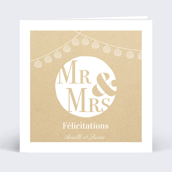 Carte félicitations mariage Mr & Mrs Recto