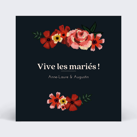 Carte félicitations mariage Anémone Simple Recto