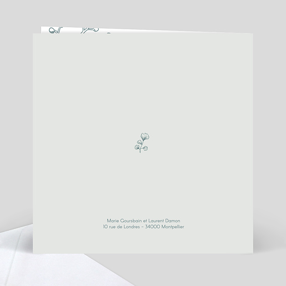 Carte félicitations mariage Botanic Garden Verso