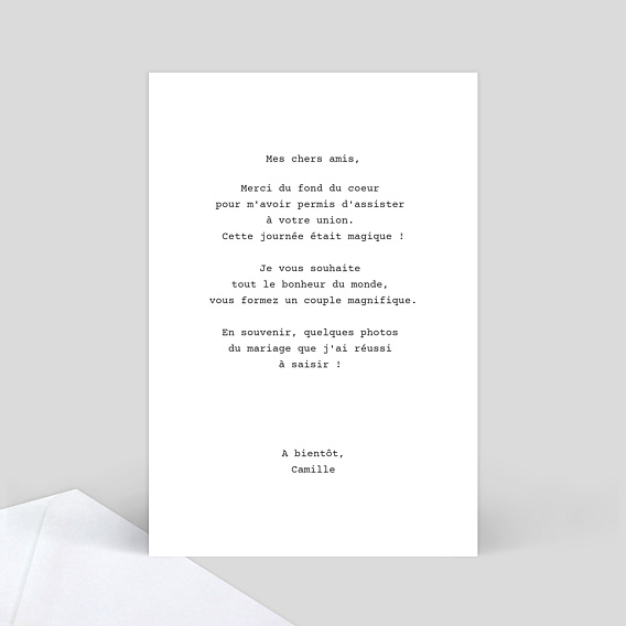 Carte félicitations mariage Polaroid Simple III Verso