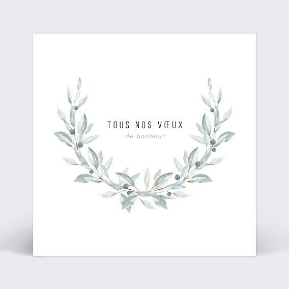 Carte félicitations mariage Couronne d'Oliviers Recto