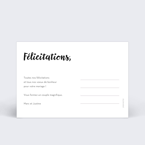 Félicitations Mariage Cadre Blanc avec Coeur