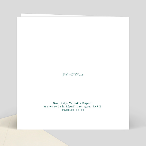 Carte félicitations mariage Herbarium Mariage Verso