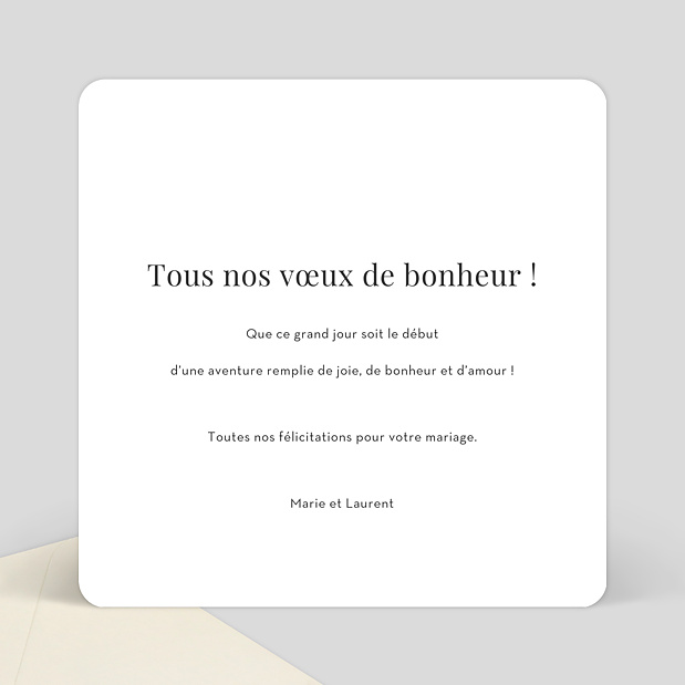 Félicitations Mariage Sobre & Jolie Verso