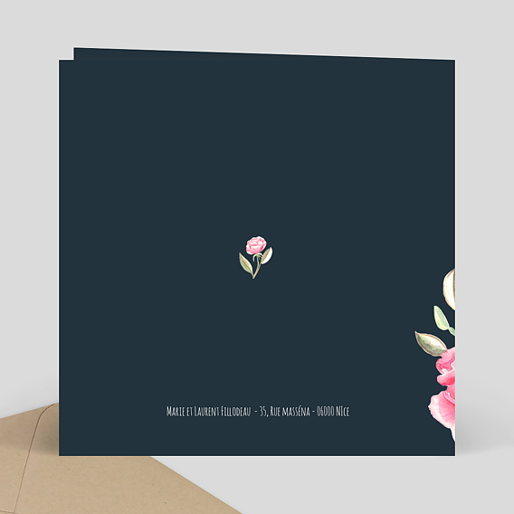 Carte félicitations mariage Dark Peony Verso