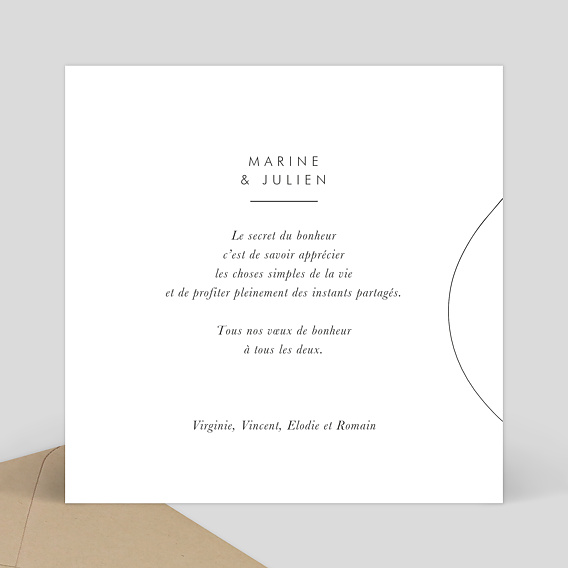 Carte félicitations mariage Affection Verso