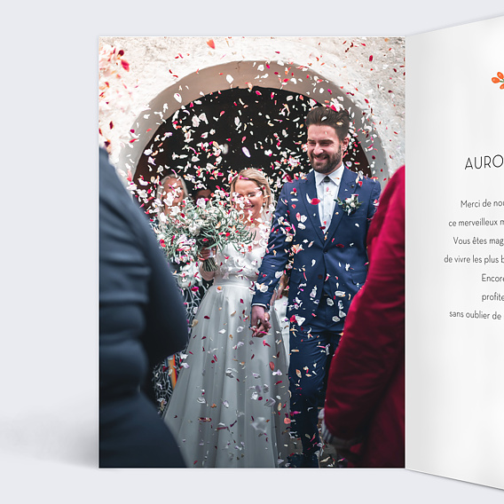 Carte félicitations mariage Bouquet Printanier Intérieur Gauche