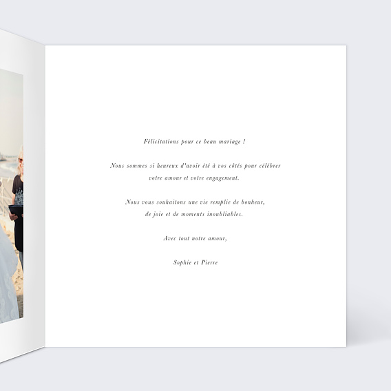 Carte félicitations mariage Affection minimaliste Intérieur Droit