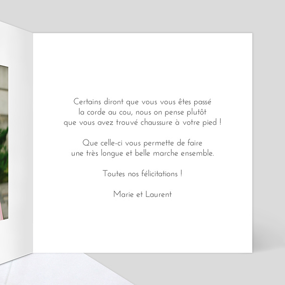 Carte félicitations mariage Coeur Fleuri Intérieur Droit