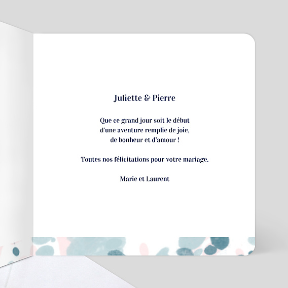 Carte félicitations mariage Douceur Estivale Intérieur Droit