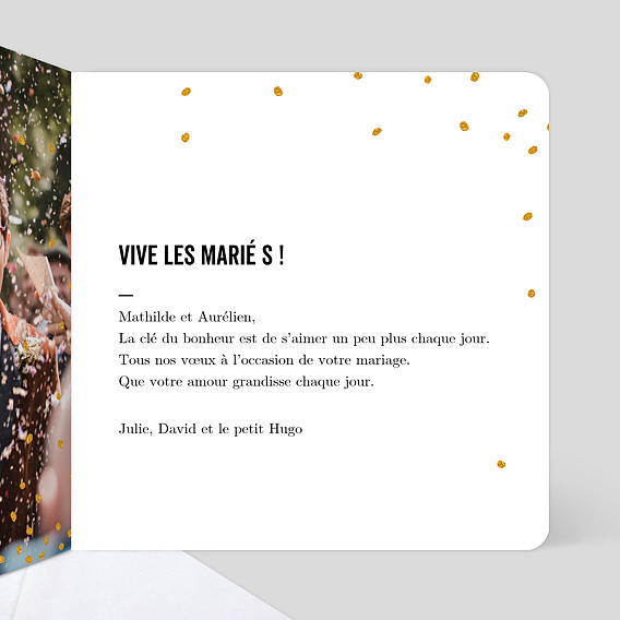 Carte félicitations mariage Poussière d'Étoiles Intérieur Droit