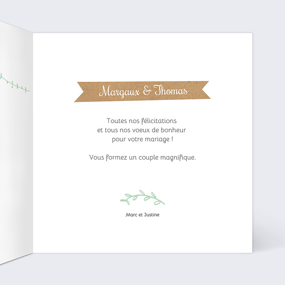 Carte félicitations mariage Promenade Champêtre Intérieur Droit