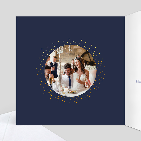 Carte félicitations mariage Bulles Ocre Intérieur Gauche