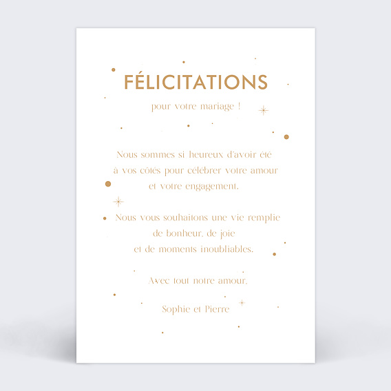 Carte félicitations mariage Santé aux mariés Verso