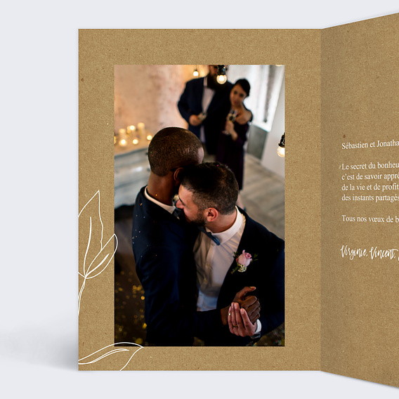 Carte félicitations mariage Esquisse Bohème Intérieur Gauche