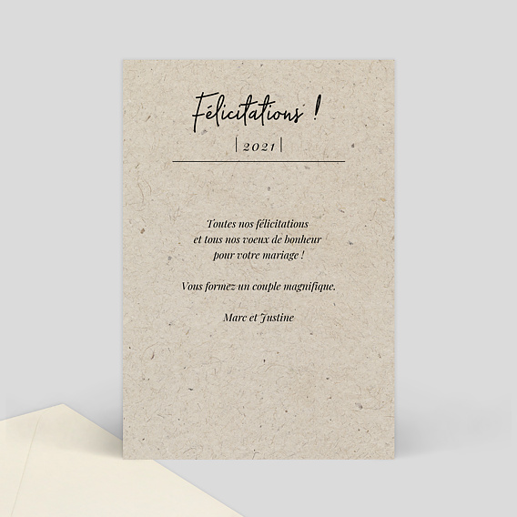 Carte félicitations mariage Esprit Chiné 4 Photos Verso