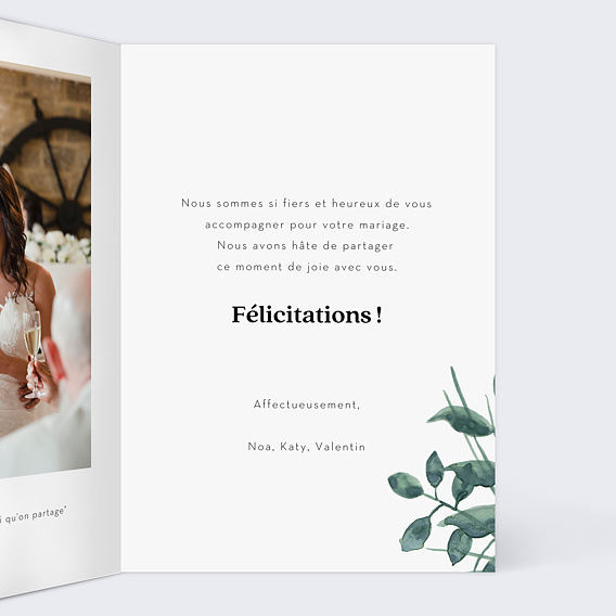 Carte félicitations mariage Nature Intérieur Droit
