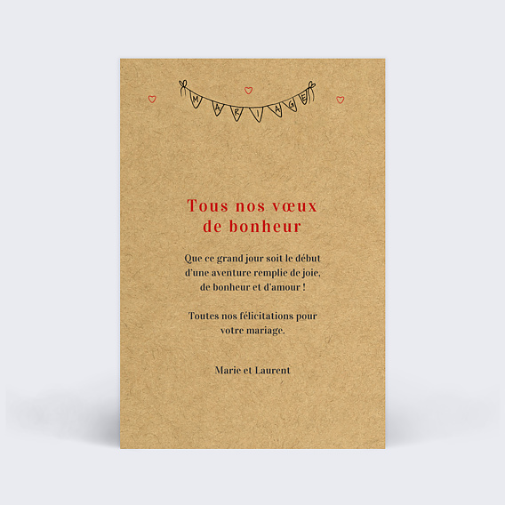 Carte félicitations mariage Timeline Verso