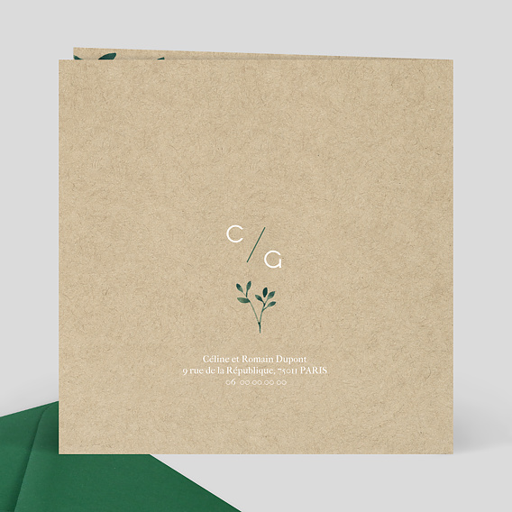 Carte félicitations mariage Ombrage Verso