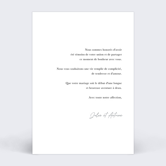 Carte félicitations mariage Effet Photo Vintage Verso