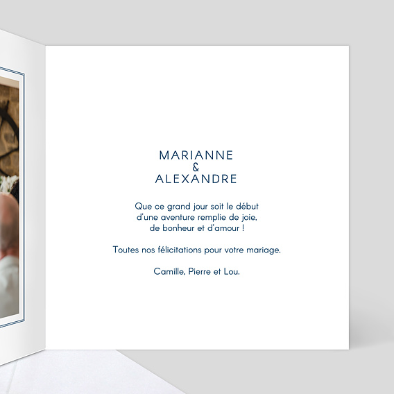 Carte félicitations mariage Blue Waves Intérieur Droit