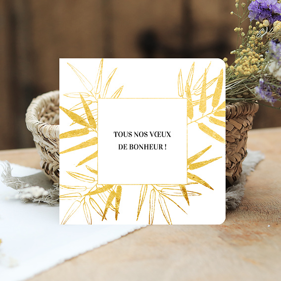 Carte félicitations mariage Feuilles d'Or Après 4
