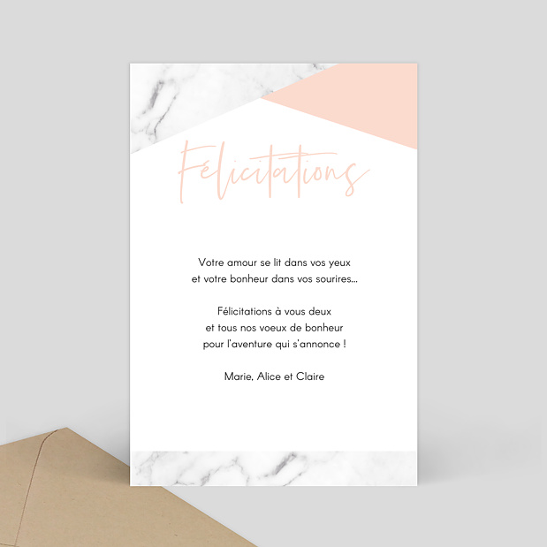 Félicitations Mariage Marbre Verso