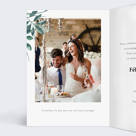 Carte félicitations mariage Nature Intérieur Gauche