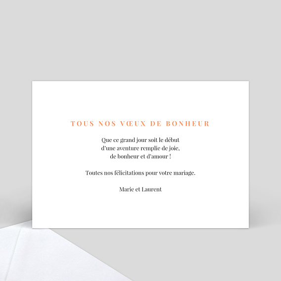 Carte félicitations mariage Simplicité Verso