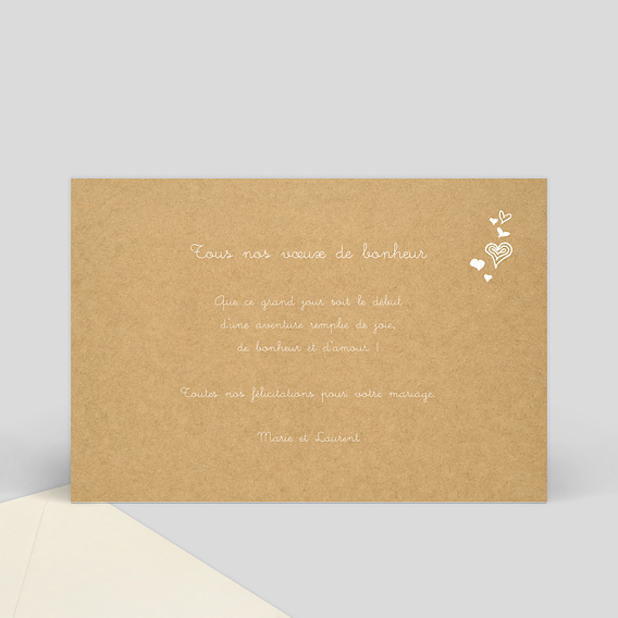 Carte félicitations mariage Corde à Linge Verso