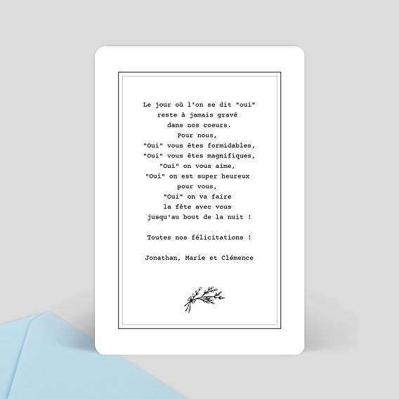 Carte félicitations mariage Tampon Rustique 2 Photos Verso