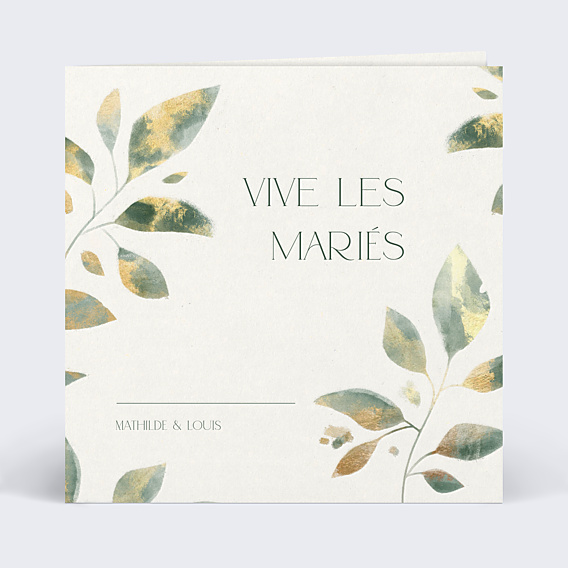 Félicitations Mariage Feuilles de Jade