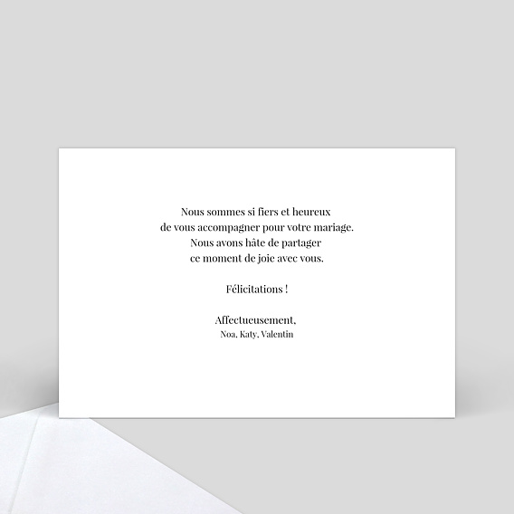 Carte félicitations mariage Tirets Noirs Gateaux Verso
