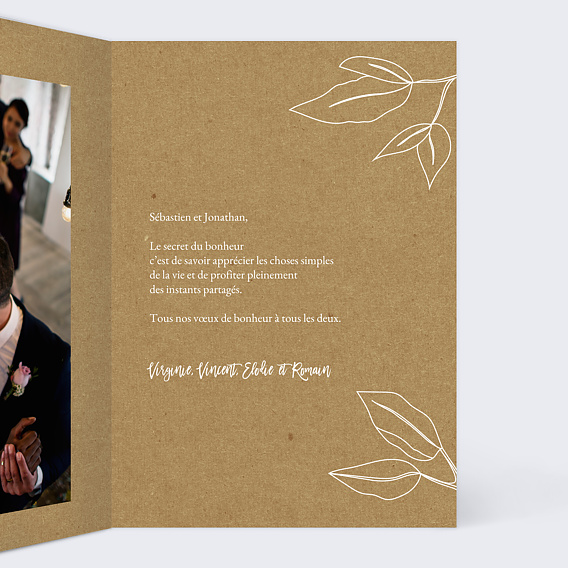 Carte félicitations mariage Esquisse Bohème Intérieur Droit