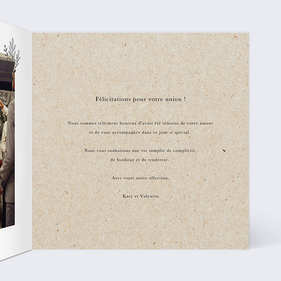 Carte félicitations mariage Voiture Vintage Intérieur Droit