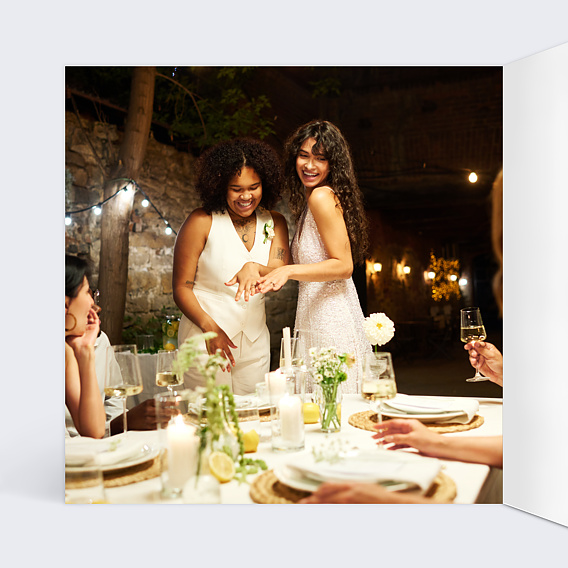 Carte félicitations mariage Couronne Végétale Intérieur Gauche